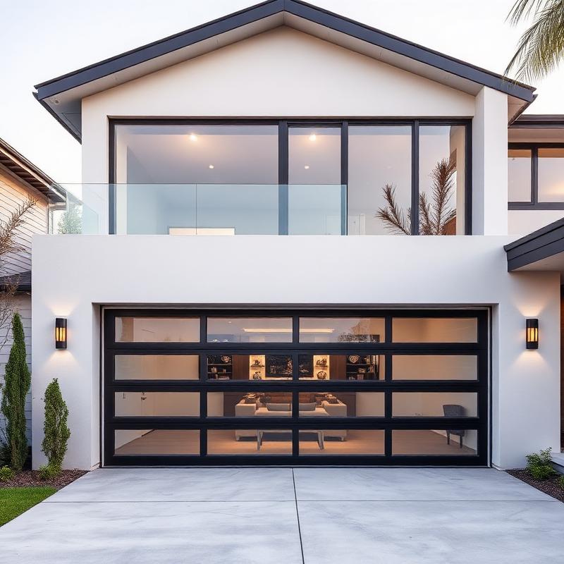 Modern glass garage door installation
