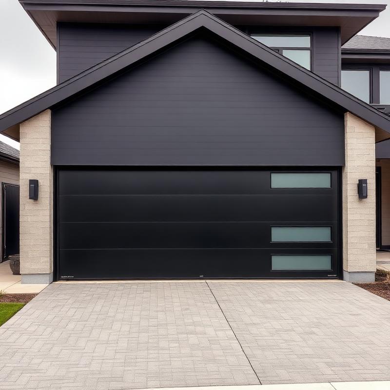 Contemporary black garage door