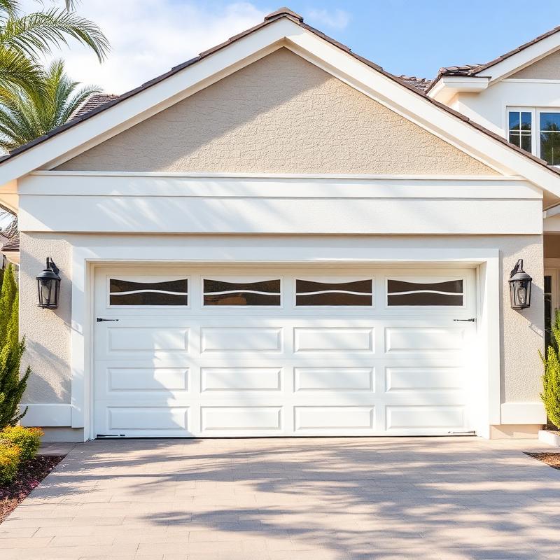 Residential white garage door